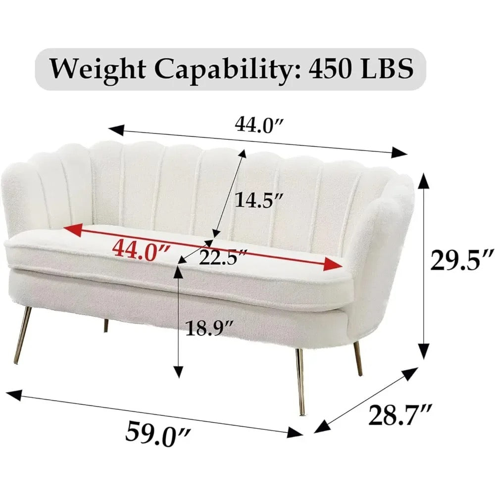 59” Modern Two-Seater Teddy Sofa