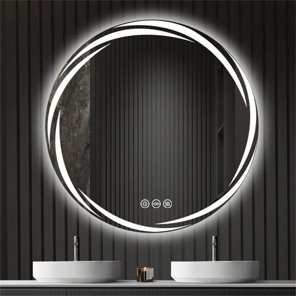 Anti-Fog LED Round Bathroom Mirror with Adjustable Lighting